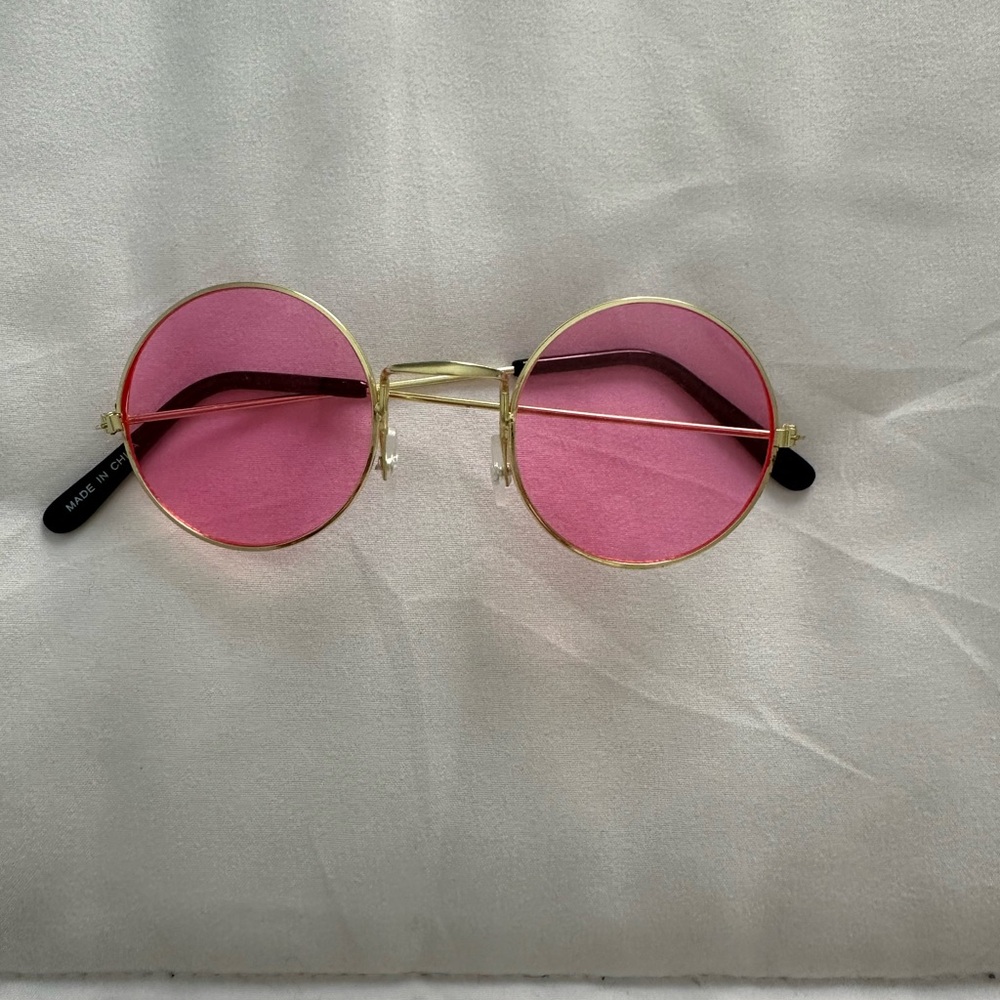 Gold and Pink Round Glasses